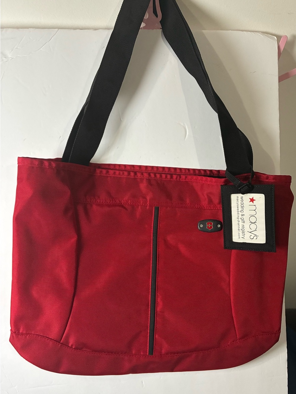 Macy's Red Tote with Black Handles